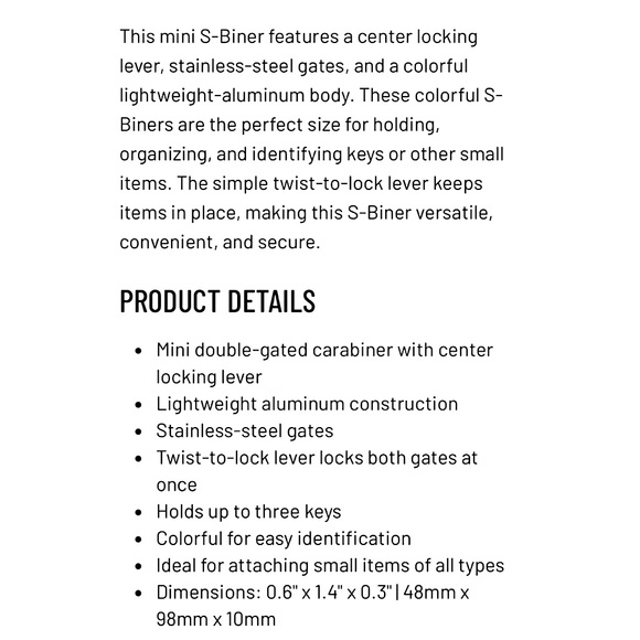 🆕⚒️Nite Ize Aluminum Keyring Locker S-Biner - Carabiner Keychain - multi… - Picture 11 of 16